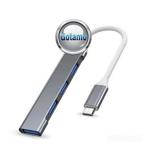 Type-C šakotuvas USB 3.0 4 lizdai (USB HUB) WWW.GOTAMO.LT