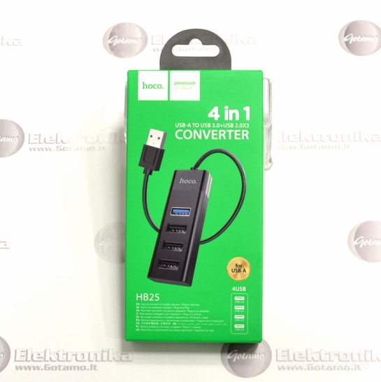 USB šakotuvas USB 3.0 1 lizdas ir USB 2.0 3 lizdai Hoco (USB HUB) WWW.GOTAMO.LT