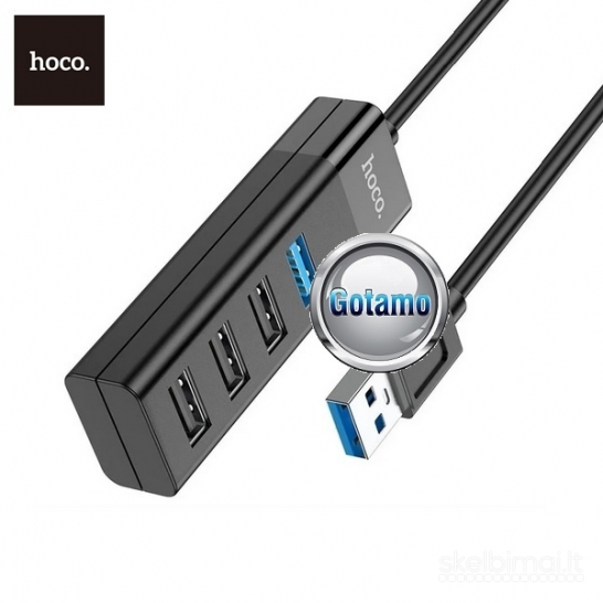 USB šakotuvas USB 3.0 1 lizdas ir USB 2.0 3 lizdai Hoco (USB HUB) WWW.GOTAMO.LT