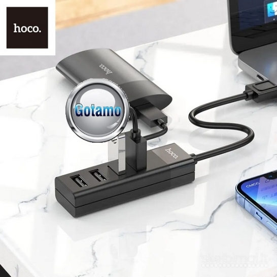 USB šakotuvas USB 3.0 1 lizdas ir USB 2.0 3 lizdai Hoco (USB HUB) WWW.GOTAMO.LT