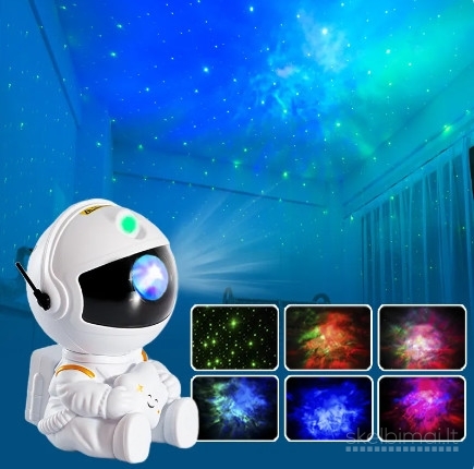 LED 3D galaktikų ir žvaigždžių projektorius, naktinis šviestuvas, astronautas