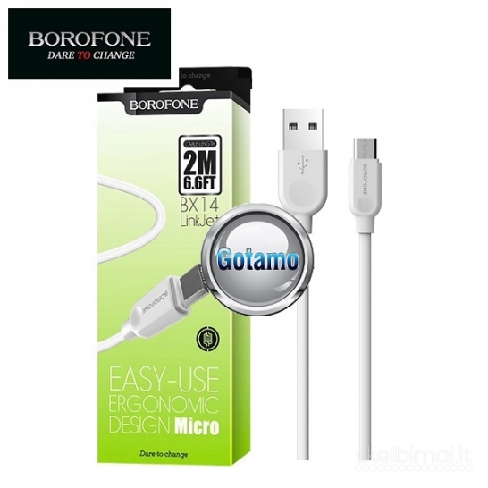 Micro USB laidas 2 metrai Borofone WWW.GOTAMO.LT