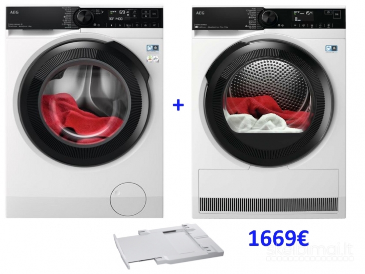 Super AEG skalbyklės+džiovėklės+rėmo komplektas tik 1669€