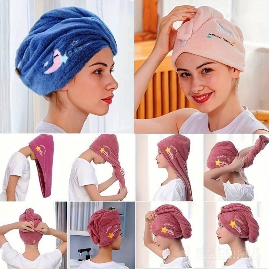 Turbanai, t.y. galvos rankšluosčiai. Minkštučiai, švelnūs, pastelinių spalvų