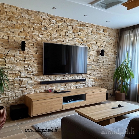 TV Sienų apdaila dekoratyviniu akmeniu