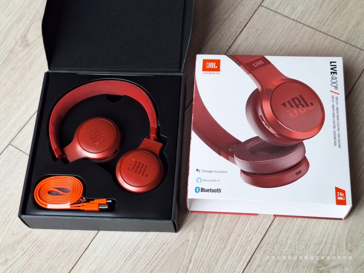 Jbl belaidės bluetooh ausinės Live400bt raudonos