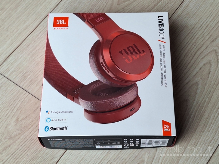 Jbl belaidės bluetooh ausinės Live400bt raudonos