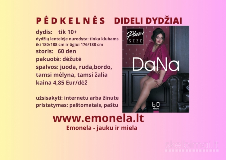 Pėdkelnės 60 den, Plius dydžio 10XL, kaina 4,85 €/dėž.