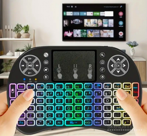 NAUJA! MINI KLAVIATŪRA+JUTIKLINIS KILIMĖLIS "TOUCHPAD"+PELĖ+RGB...