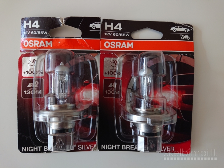 Naujos Osram Night Breaker Silver H4 lemputes 