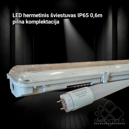 LED hermetinis šviestuvas, 60 cm. Pilna komplektacija