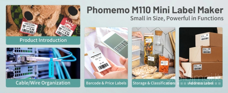Naujas Phomemo M110 Lipnių etikečių spausdintuvas etiketės lipdukai