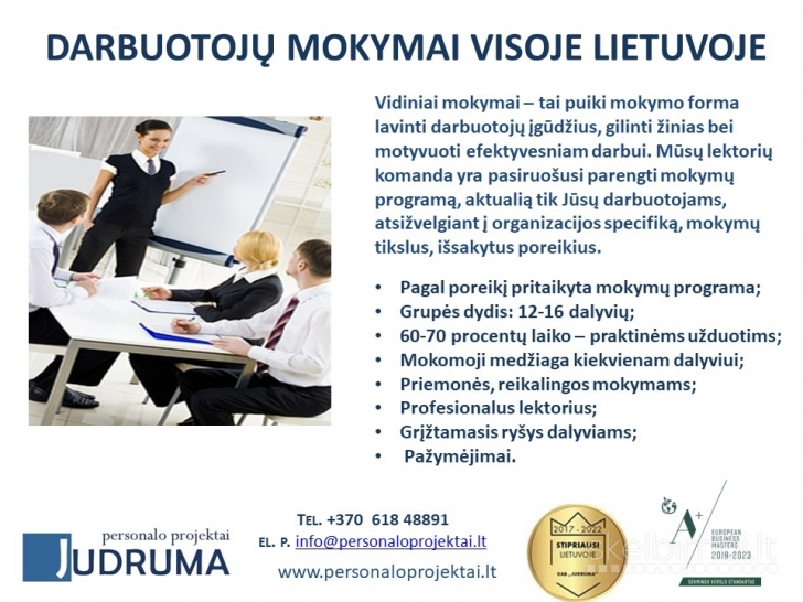 Mokymo seminarai organizacijoms