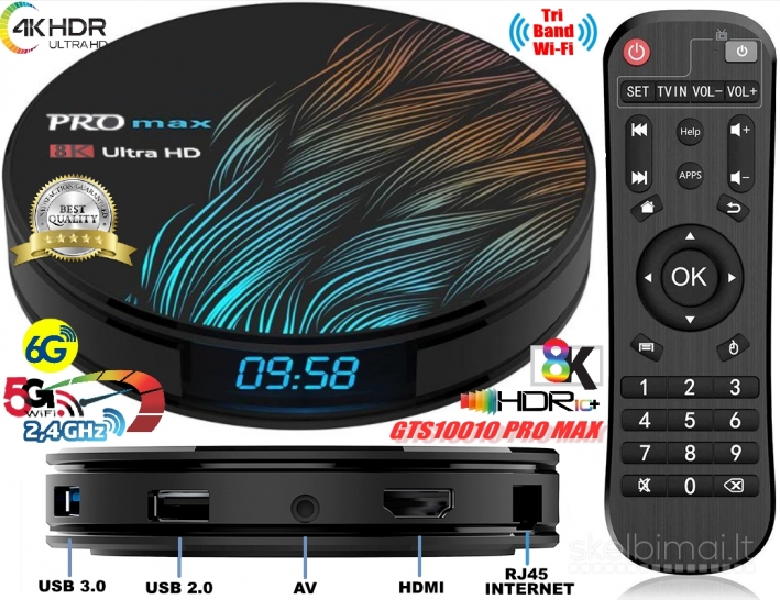 NAUJAS PRO MAX 8K ULTRA HD TV-BOX+VIRŠ 1000 GOOGLE TV KANALŲ NEMOKAMAI! 