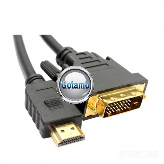 HDMI į DVI-D (dual link) 24+1 laidas 1.8 metro ilgio WWW.GOTAMO.LT