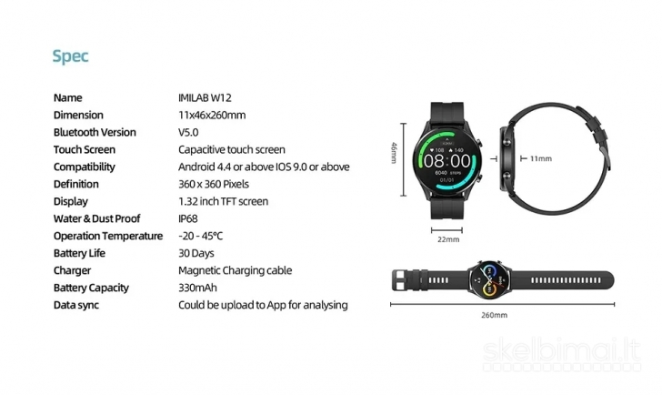 Naujas Xiaomi Imilab W12 Išmanusis laikrodis vyrams