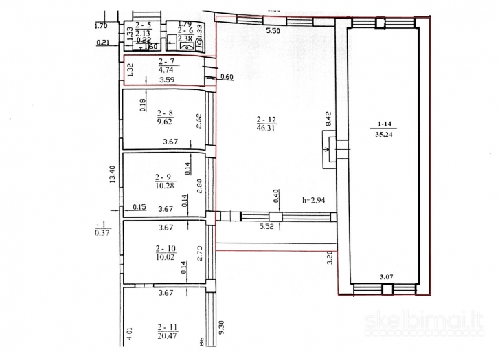 Išnuomojamas šalia PC Bruklino 81,55 m² administracinės patalpos