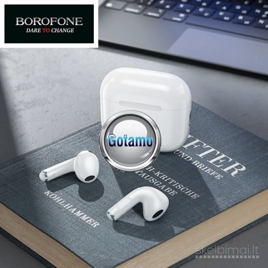 Bluetooth ausinės Borofone Wireless baltos spalvos WWW.GOTAMO.LT