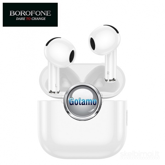 Bluetooth ausinės Borofone Wireless baltos spalvos WWW.GOTAMO.LT