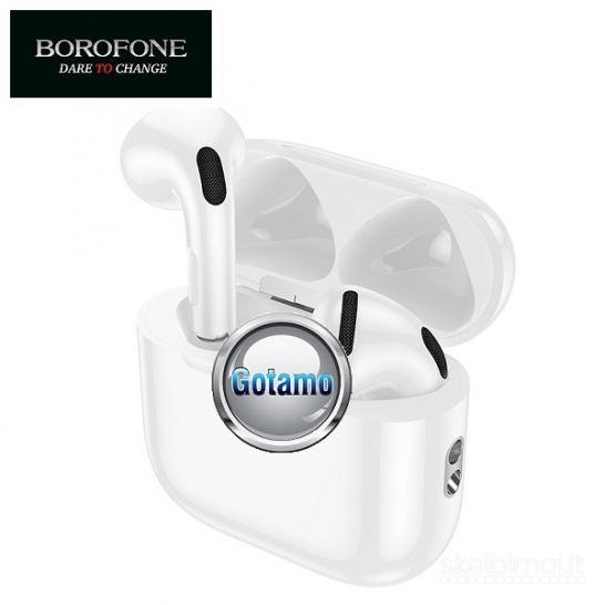 Bluetooth ausinės Borofone Wireless baltos spalvos WWW.GOTAMO.LT