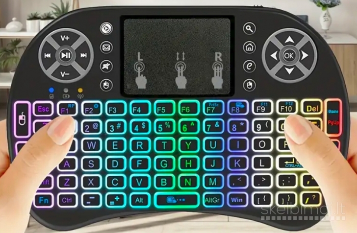 MINI KLAVIATŪRA SU RGB APŠVIETIMU+JUTIKLINIU KILIMĖLIU "TOUCHPAD"+PELĖ.