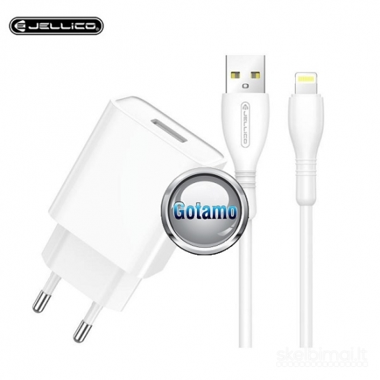 Tinklo kroviklis 2.1A ir Apple Lightning laidas Jellico WWW.GOTAMO.LT