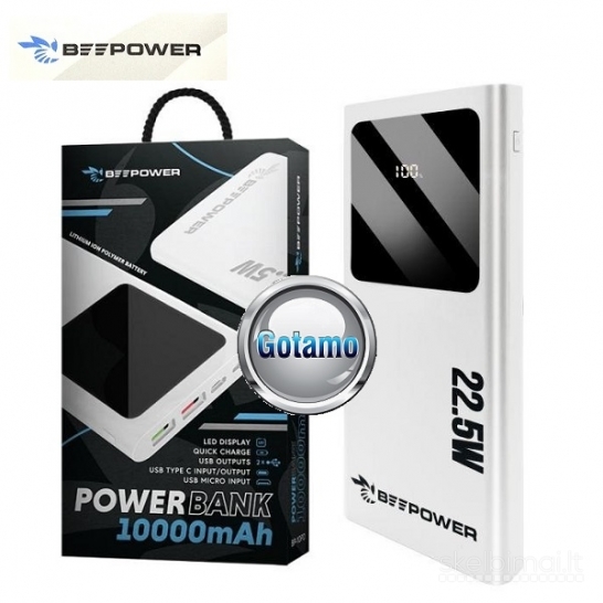 10000mAh 22.5W Charge BeePower išorinė baterija akumuliatorius (Power Bank)