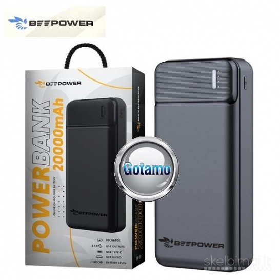 20000mAh BeePower išorinė baterija akumuliatorius (Power Bank)