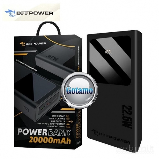 20000mAh 22.5W Charge BeePower išorinė baterija akumuliatorius (Power Bank)