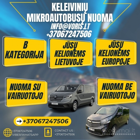 9-viečių AUTOMATŲ Renault Trafic Mikroautobusų Nuoma Be Vairuotojo 