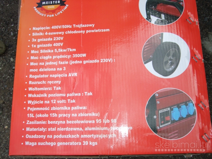 Akcija! Nauji iki 3500W Elektros Generatoriai 230/400/12 V, Avr