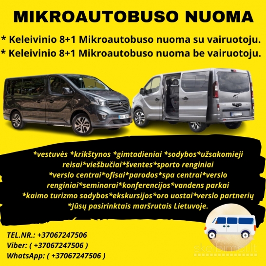 Atsilaisvino Keleivinis 9-vietis AUTOMATAS Renault Trafic Mikroautobusas Nuoma