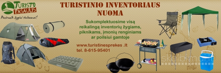 Turistinės prekės, aktyvaus laisvalaikio prekės, turistinio inventoriaus nuoma