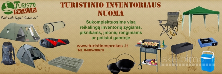 Turistinio inventoriaus nuoma www.turistinesprekes.lt