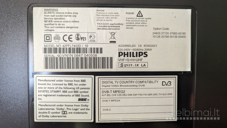 Philips 42pfl7403d/10 LCD 42" televizorius