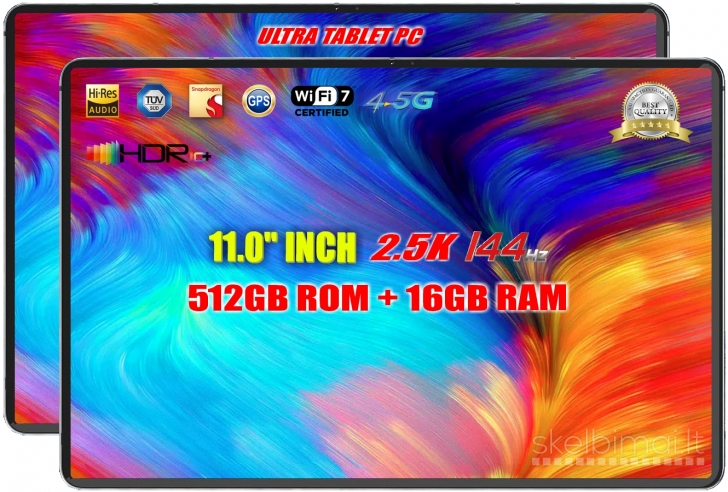 2.5K 11.0"COLIŲ 144Hz+ULTRA TAB PC+512GB/16GB RAM+SNAPDRAGON+GPS+5G+WIFI 7