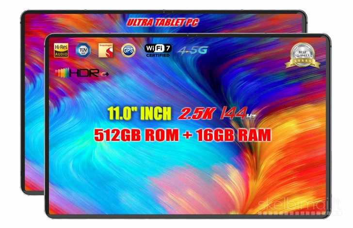 NAUJAS! ULTRA TAB PC-11.0" COLIŲ 2.5K-144Hz-512GB/16GB RAM+5G+2SIM+GPS+WiFi7..