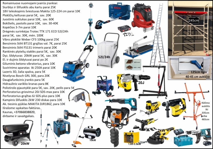 Nuomojami statybiniai įrankiai