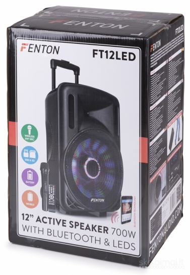 Fenton FT12LED 700W nešiojama kolonėlė su bevieliu mikrofonu