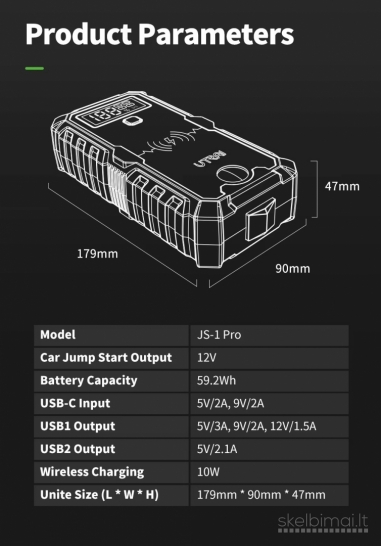 Naujas Utrai 2500A Automobilio užvedėjas būsteris paleidėjas powerbank