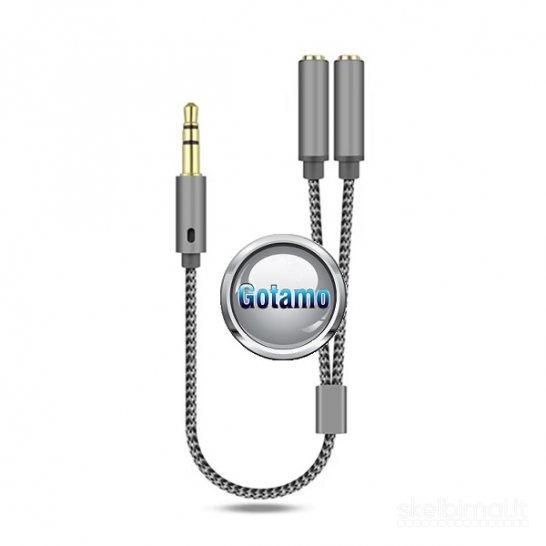 AUX 3.5mm į 2 AUX 3.5mm lizdus laidas jungtis WWW.GOTAMO.LT