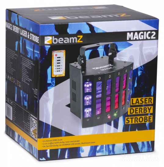 BeamZ Magic2 Derby šviesos efektas su lazeriu ir stroboskopu