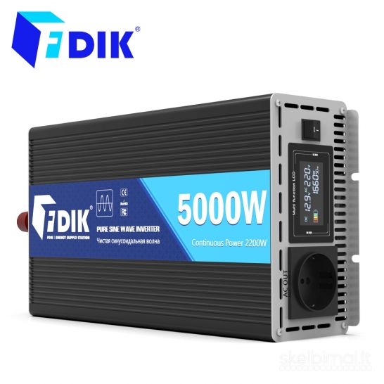 12v 24v Inverteris įtampos keitiklis 2200w 220v Eu transportui Pure sine wave