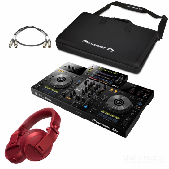 Pioneer XDJ-RR + HDJ-X5BT red + flight bag + XLR cable set