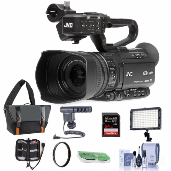 JVC GY-HM180 12.4MP 4K UHD Camcorder, wLED Light, Mic, 64GB Memory Card & Acc 