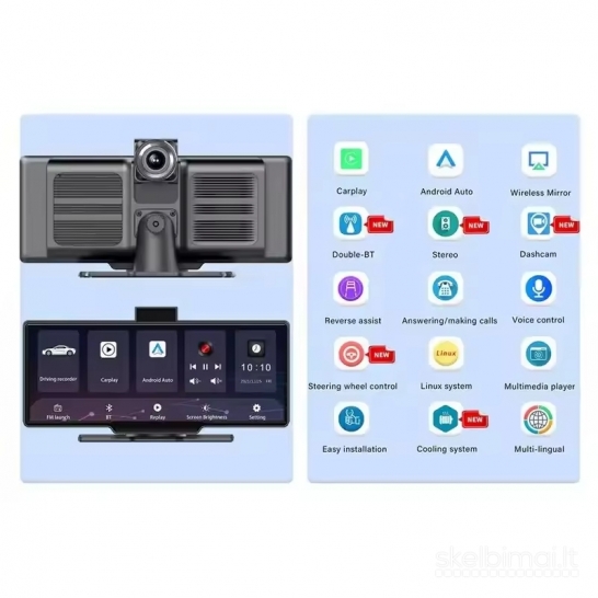 Nauja Universali multimedija Carplay su registratoriumi