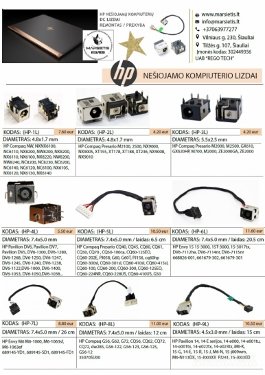 HP nešiojamų kompiuterių, lizdai kištukai, remontas