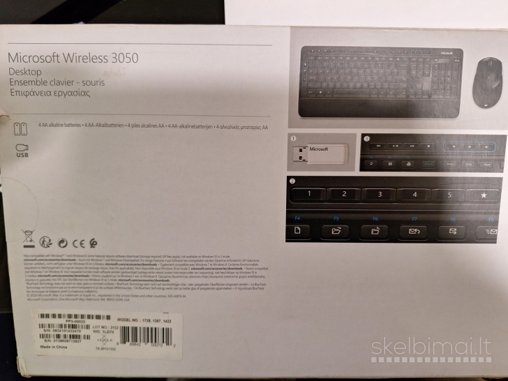 Microsoft Wireless Desktop 3050 Pelė, Klaviatūra.