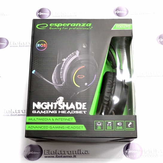 Esperanza Nightshade stereo ausinės su mikrofonu skirtos žaidimams