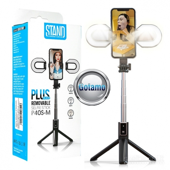 Stand Plus 2 LED trikojis stovas asmenukių (selfie) lazda su apšvietimu 